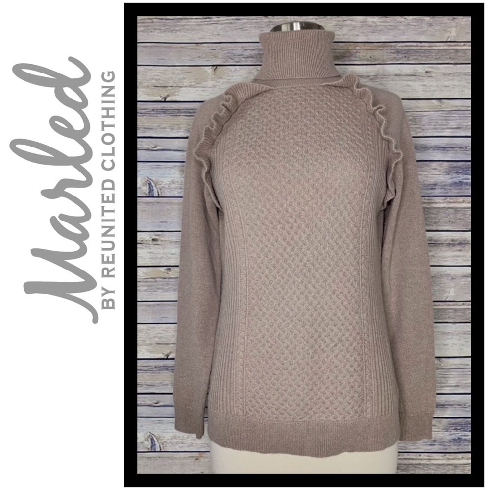 Marled Cashmere Turtleneck, Sz Sm